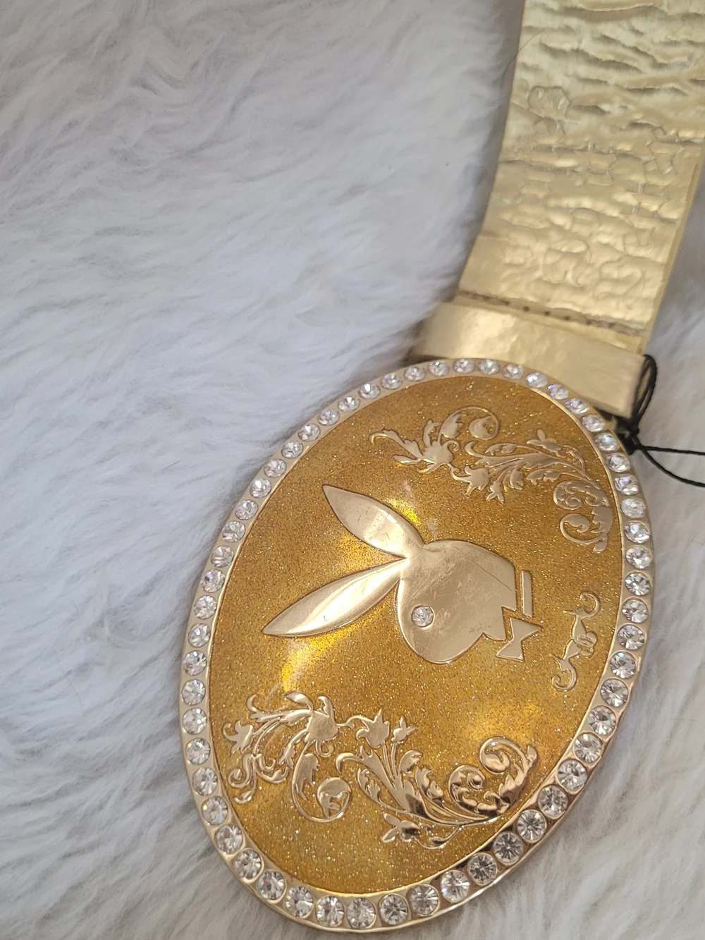 Vintage Y2K PLAYBOY Metallic Gold Bunny Buckle & Belt Set Licensed